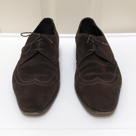 A. Testoni Basic Brown Suede Oxford Wingtip - Picture 2 of 8